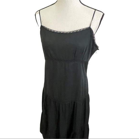 Tommy Hilfiger maxi dress size 10 tierd cotton with lace inserts black. - Picture 10 of 15